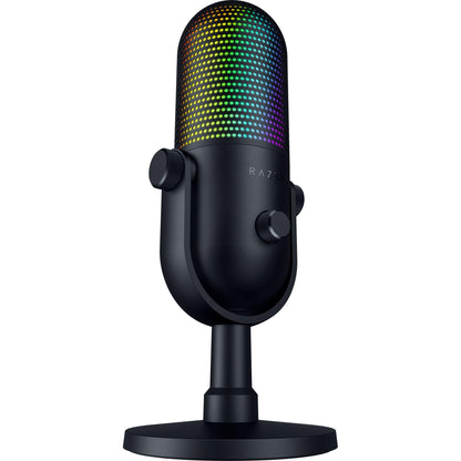 Razer Seiren V3 Chroma RGB USB Microphone: Stream & Game Reactive Lighting - Tap-to-Mute Sensor - Condenser Mic - Digital Gain Limiter & Shock Absorber - PC, Discord, OBS Studio, XSplit - Black