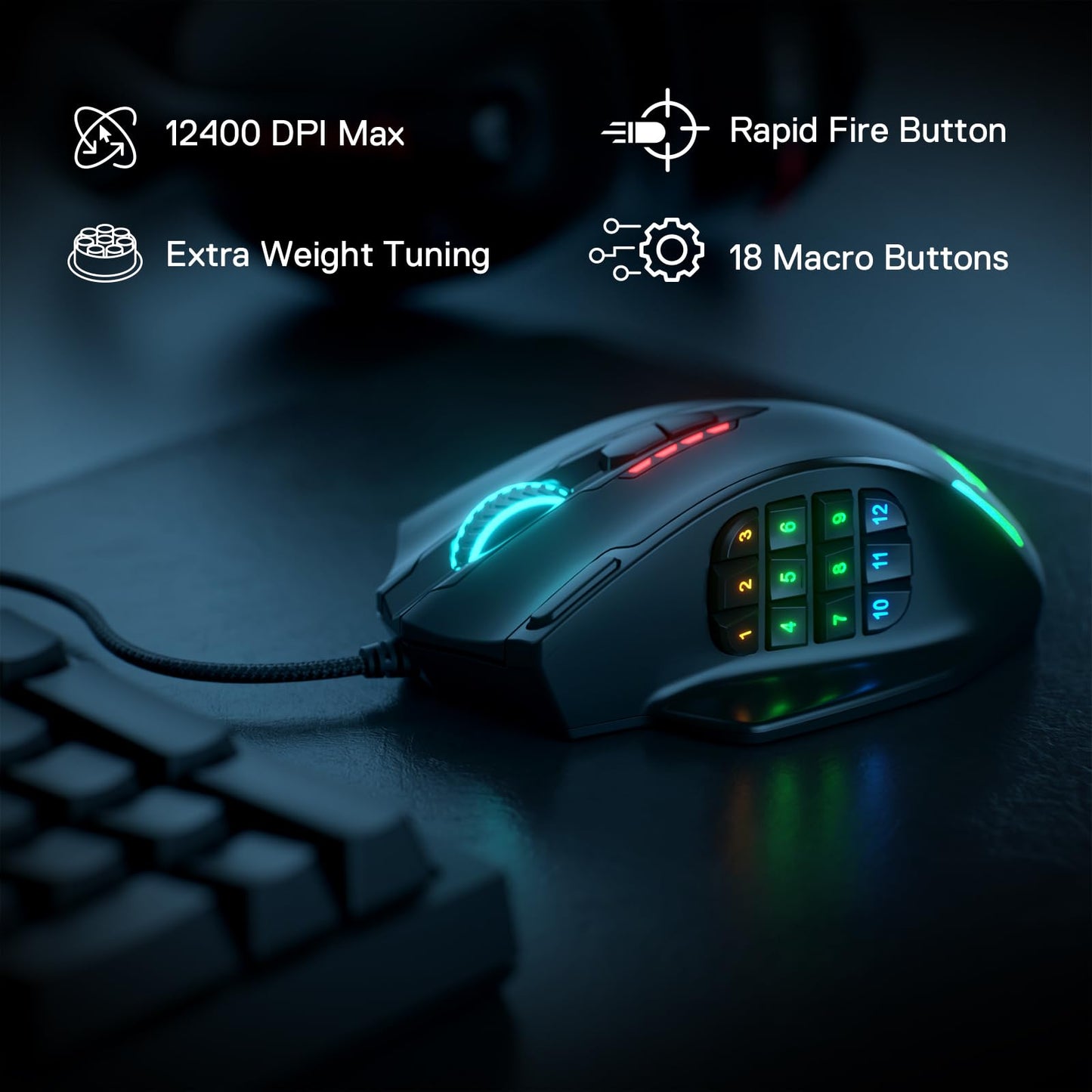 Redragon Ratón para Juegos M908 Impact RGB LED