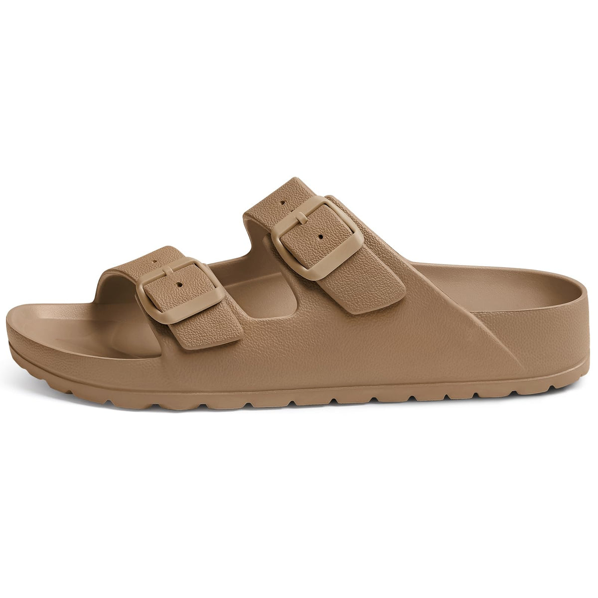 shevalues Women's Comfort Sandals with Medium Arch Support Double Buckle Adjustable EVA Slides for Summer Beach, Brown 38(