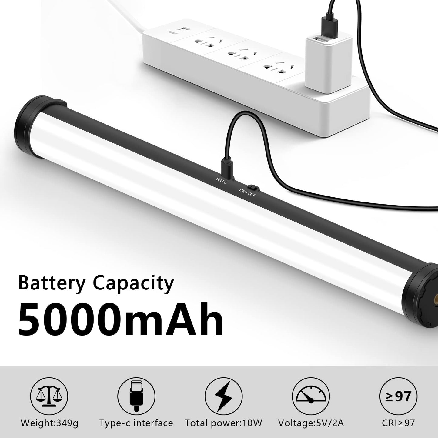 RGB Led Video Light Stick Wand, Obeamiu 2600-9600K Portable Studio Photography Lighting, 5000mAh Rechargeable Battery, 21 Lights Effects for YouTube, Painting, Vlog, Live Streaming, Self Broadcasting