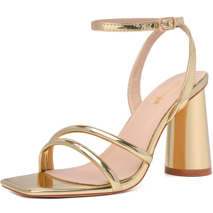 RIBONGZ Sandalias de Tacón Alto para Graduación (Talla 6 / Dorado)