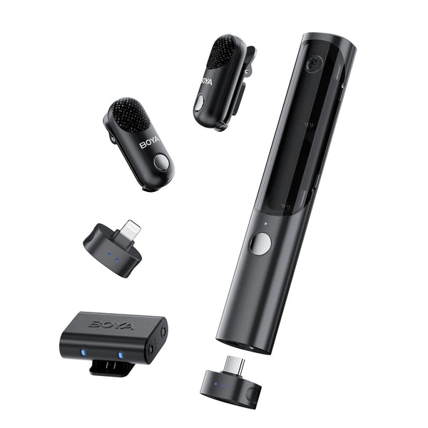BOYA Magic-02 Wireless Lavalier Microphone, 30Hrs Battery,328FT Los Range,Safety Track&Limiter,4-in1 Mini Lapel Wireless Mic for Android iPhone Camera Laptop PC, Ai Noise Reduction for TikTok YouTube