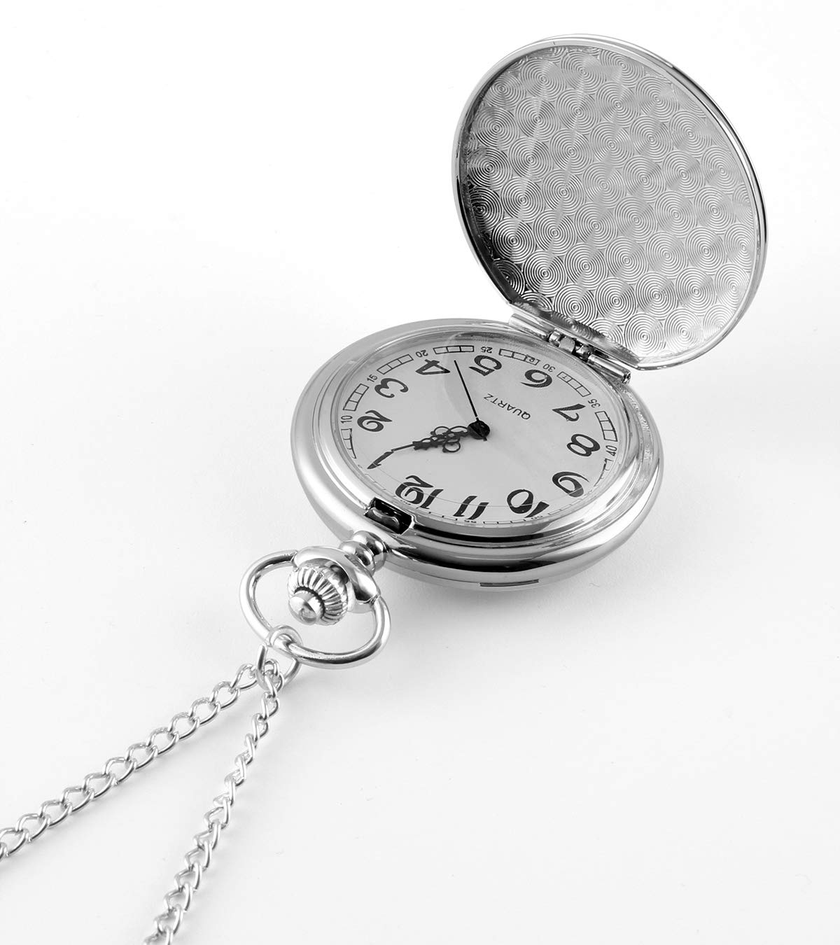I-MART Reloj de Bolsillo Vintage con Cadena (Plateado)