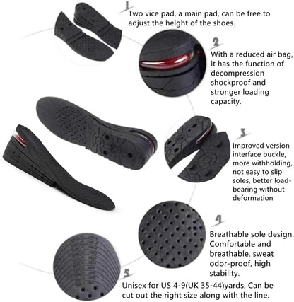 Height Increase Insoles 4-Layer Air up Shoe Lifts Elevator Shoes Insole 2.95inches(7.5 cm) Heels Lift Inserts for Men and Women
