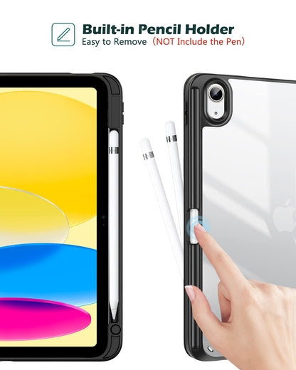ProCase Funda Transparente con Estuche de Lápiz para iPad (Negro)