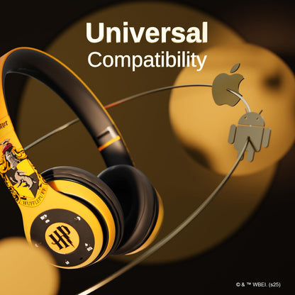 Harry Potter Hufflepuff Bluetooth Headphones with Built in Mic | Officially Licensed Wireless Headphones, Foldable Headset | Harry Potter Gifts for Women, Men, Teens, Kids & All Fans of Hufflepuff