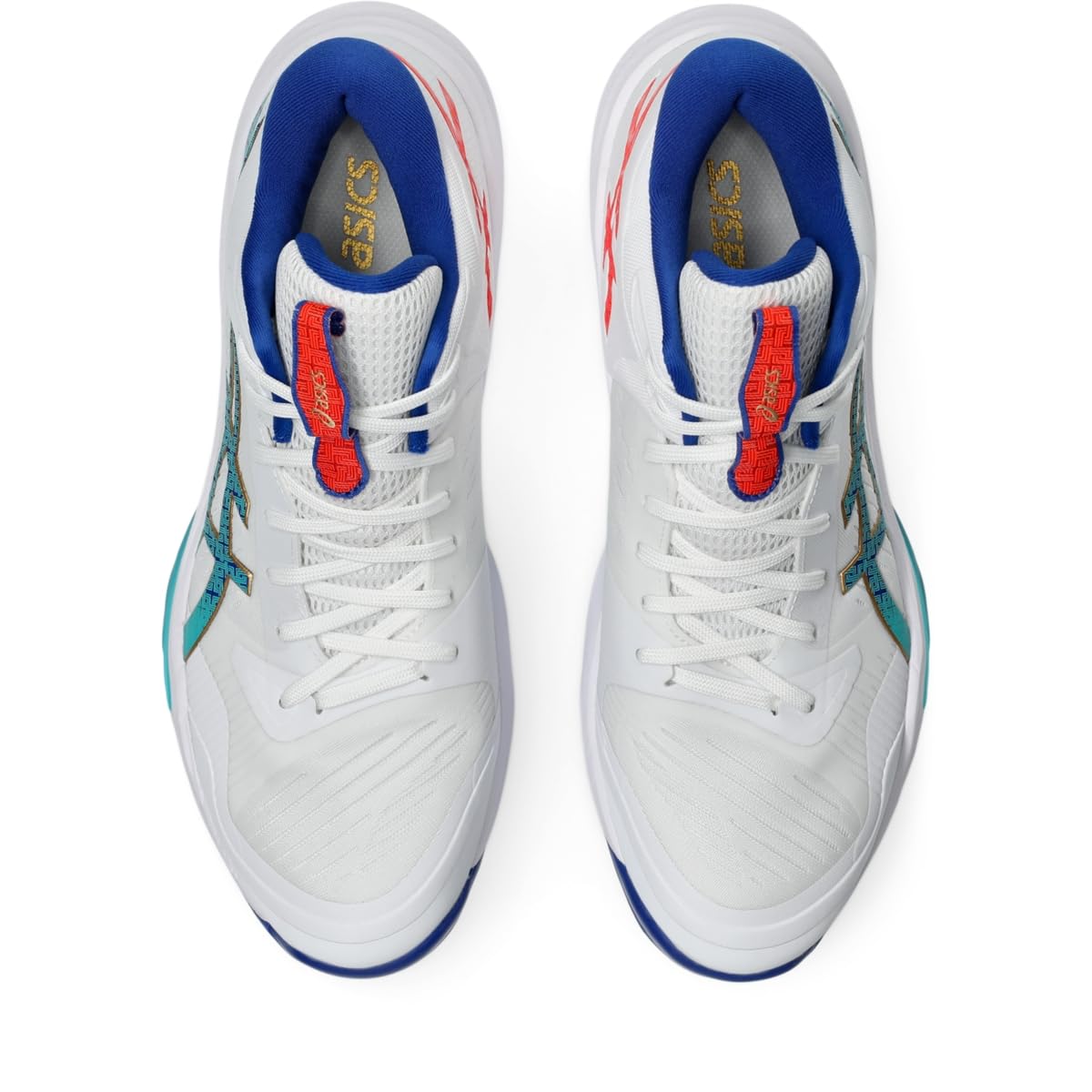 ASICS Men's Sky Elite FlyteFoam Mid Top 3 Volleyball Shoes, White/ASICS Blue
