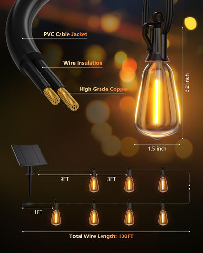 Brightown Guirnalda de Luces Solares 100FT (Exterior / 31+2 LED)