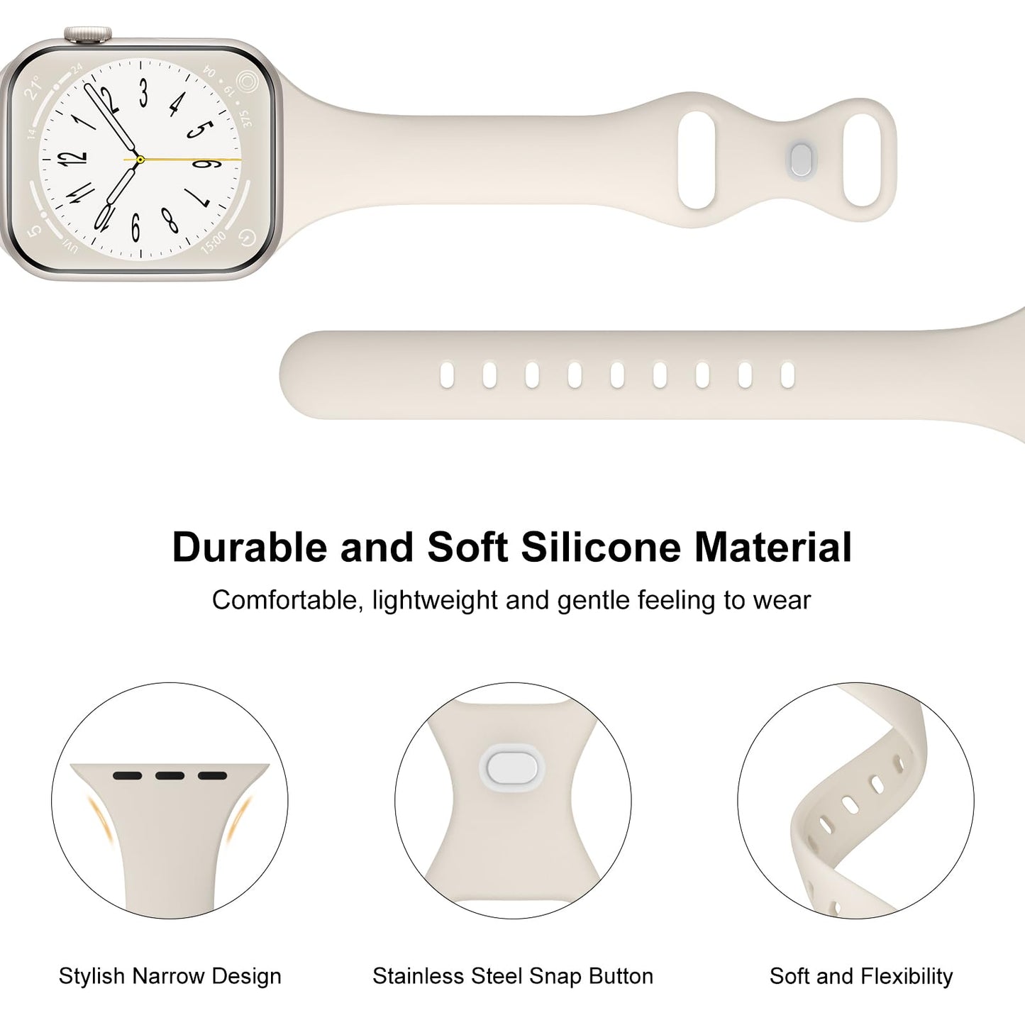 Correas Delgadas Deportivas de Silicona para Apple Watch (Paquete de 6)