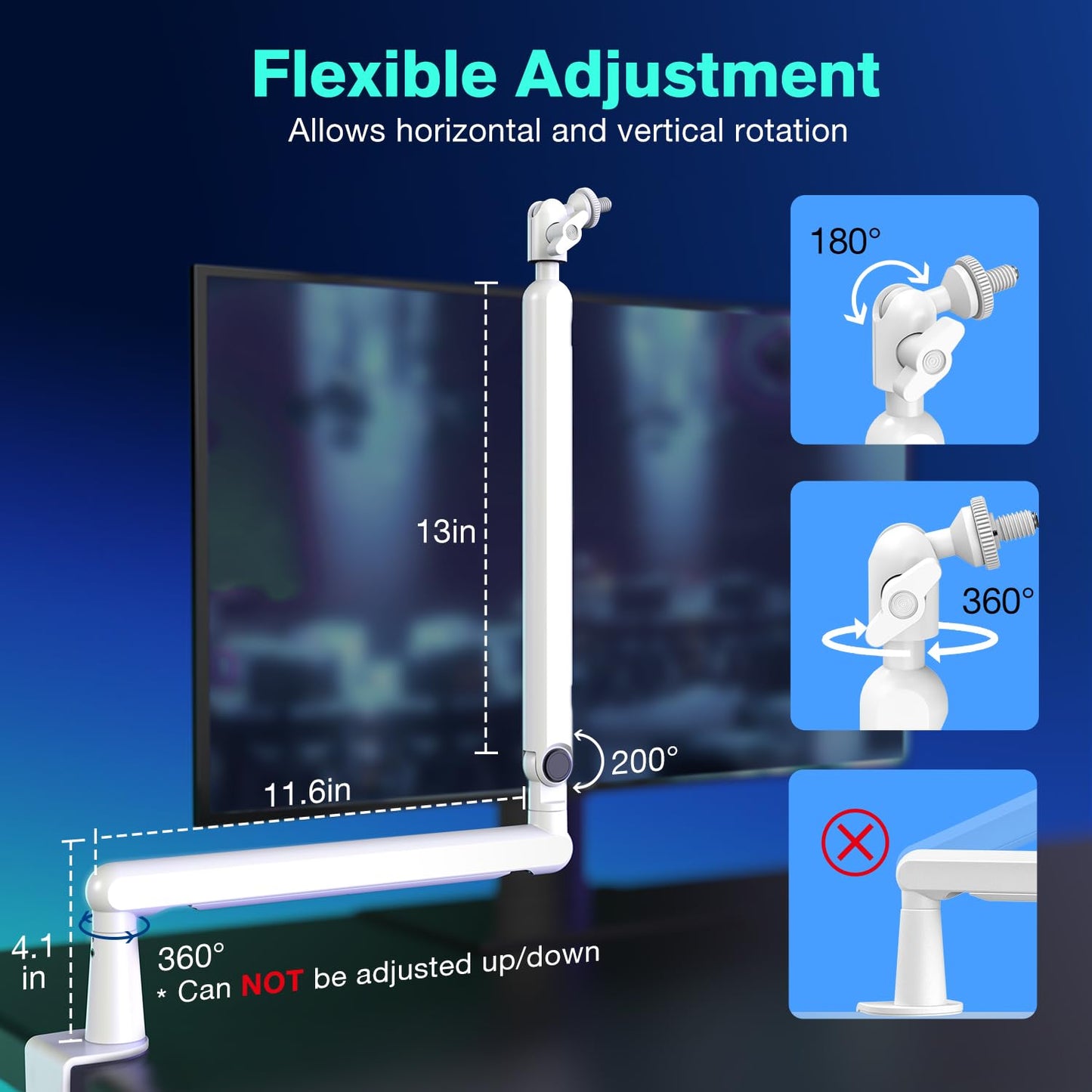 FIFINE Brazo Articulado para Micrófono de Perfil Bajo (Blanco / BM88W)