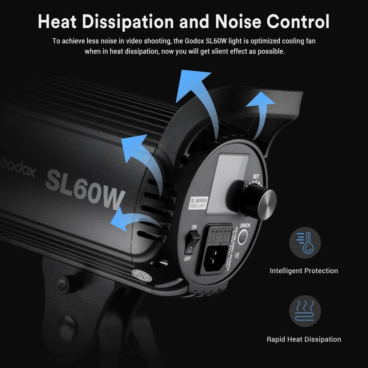 Godox SL-60W SL60W Daylight Led Video Light, 5600K Bright Studio Led Light, CRI95+Qa>90,Wirelessly Adjust Brightness,Bowens Mount LED Continuous Light for Video Recording Wedding Outdoor Photography