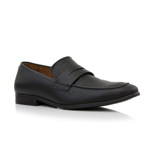 Ferro Aldo Dylan Men's Classic Penny Loafer | Slip-on Dress Shoe in Vegan Leather for Business, Formal & Casual | MFA19671 | in Suit Black