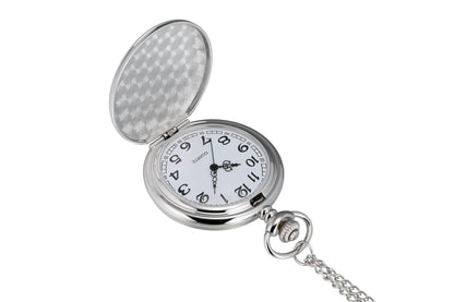 I-MART Reloj de Bolsillo Vintage con Cadena (Plateado)