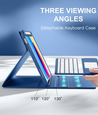 Harvopu Funda con Teclado para iPad 11ª/10ª Gen (Azul Marino)