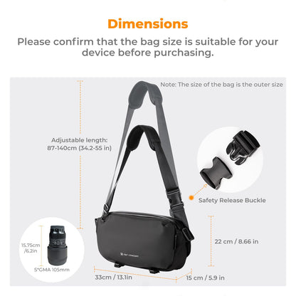 K&F CONCEPT 2 in 1 Sling Bag Everyday Shoulder Bag & Multifunction Photography Crossbody Camera DSLR Backpack Portable Bag Black