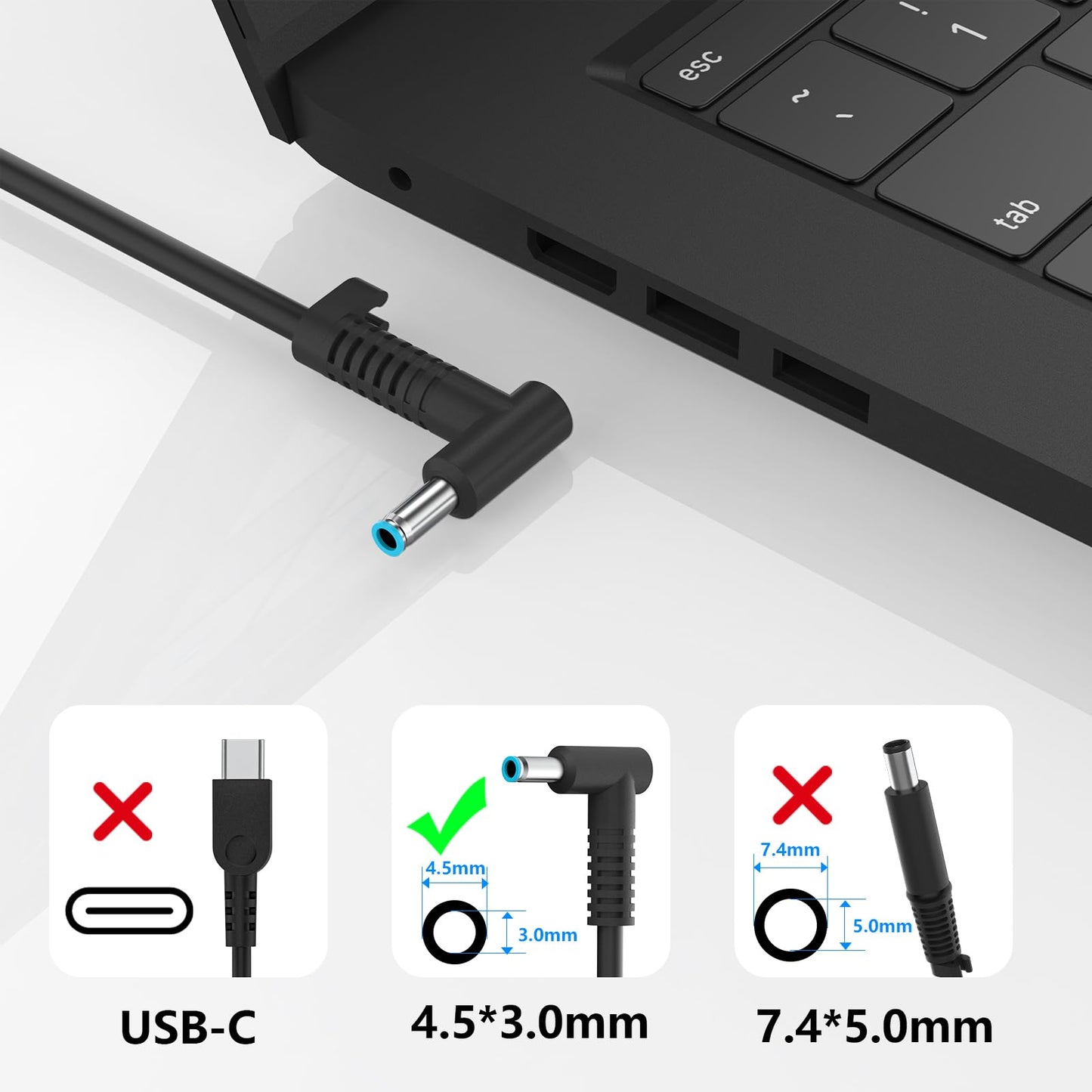 Cargador de Laptop para HP de Punta Azul (45W)