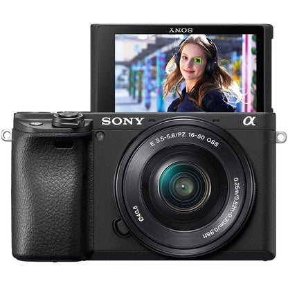 Sony Alpha a6400 Mirrorless Digital Camera with 16–50mm Power Zoom Lens (ILCE-6400L/B) – 24.2 MP APS-C, 4K Video, Real-Time Eye AF w/Sony E 55-210mm f/4.5-6.3 OSS Lens + 64GB Card and More