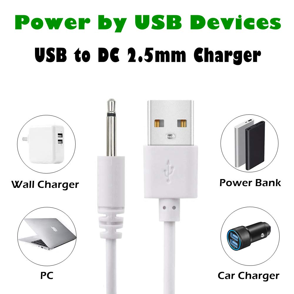 BATSOEASY Cable de Carga de Repuesto DC a USB de 2.5mm (2.7ft / Paquete de 2)