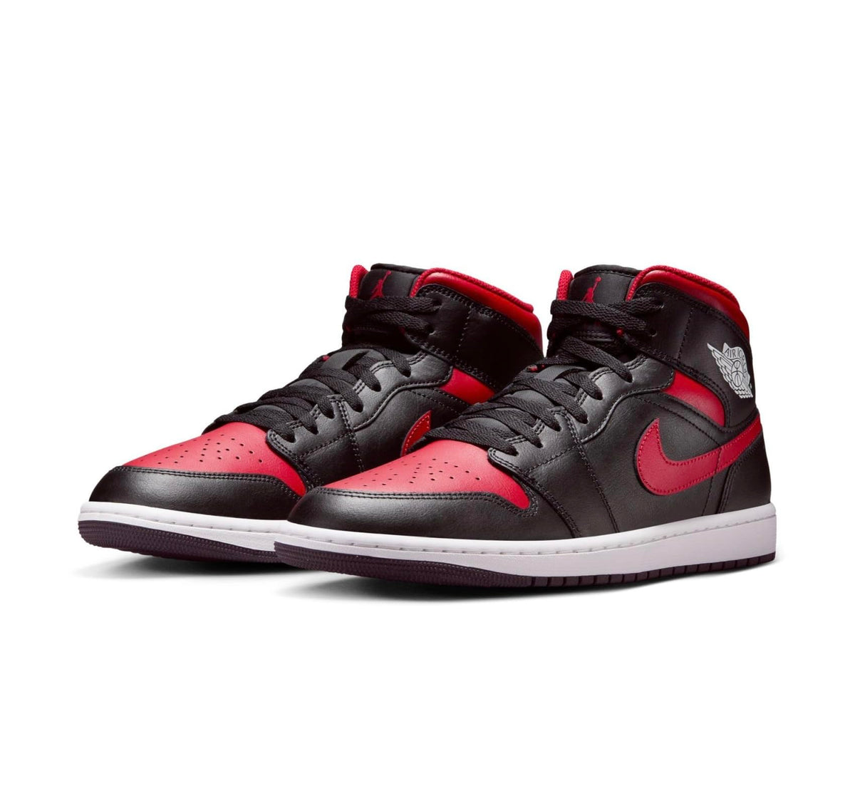 NIKE Air Jordan 1 Mid Men's Trainers Sneakers, Black Varsity Red Summit White