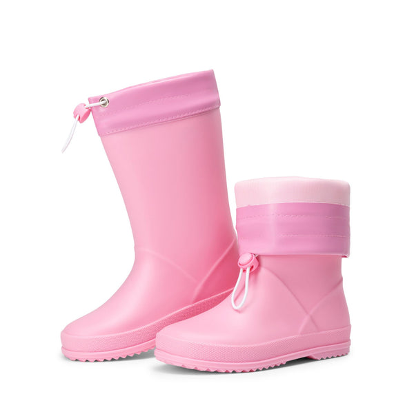 DREAM PAIRS Kids Rain Boots Boys Girls Lightweight Boots Waterproof Easy-on Outdoor Playing Rain Boot Unisex-Child, Pink, SDRB2401K