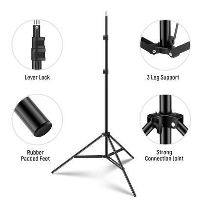 NEEWER Photography Light Stand, 7 Feet / 210cm Aluminum Alloy Photo Studio Tripod Stands for Video, Portrait and Photography Lighting, Reflectors, Soft Boxes, Umbrellas, Backgrounds (2 Pieces)