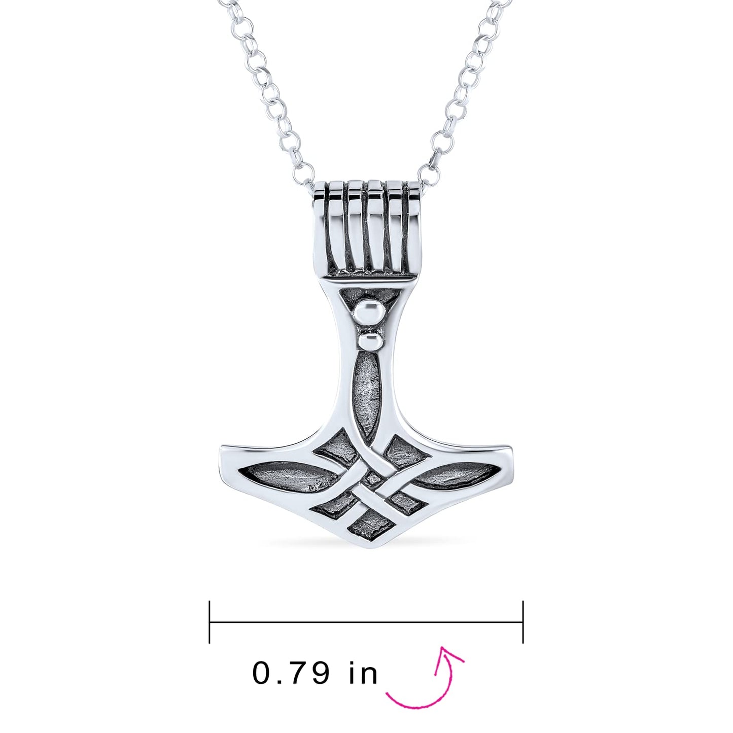 Bling Jewelry Collar con Colgante de Martillo de Thor (Plata de Ley .925)