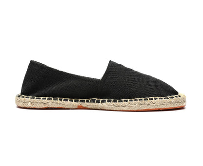 Mintzice Men's Solid Comfortable Slip on Canvas Espadrilles Flat Black