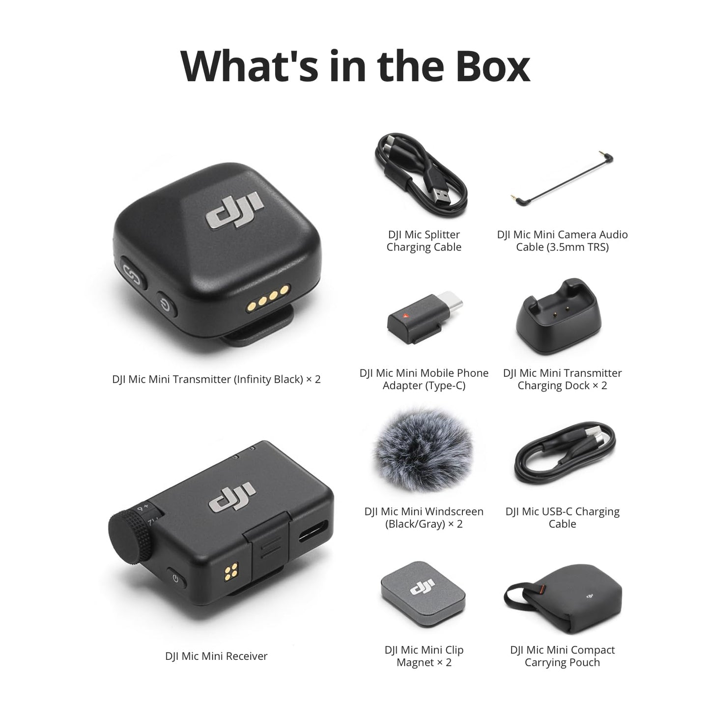 DJI Mic Mini (2 TX + 1 RX), Detail-Rich Audio, Wireless Lavalier Microphone for Camera/Android, 2-Person Vlog, Team Production