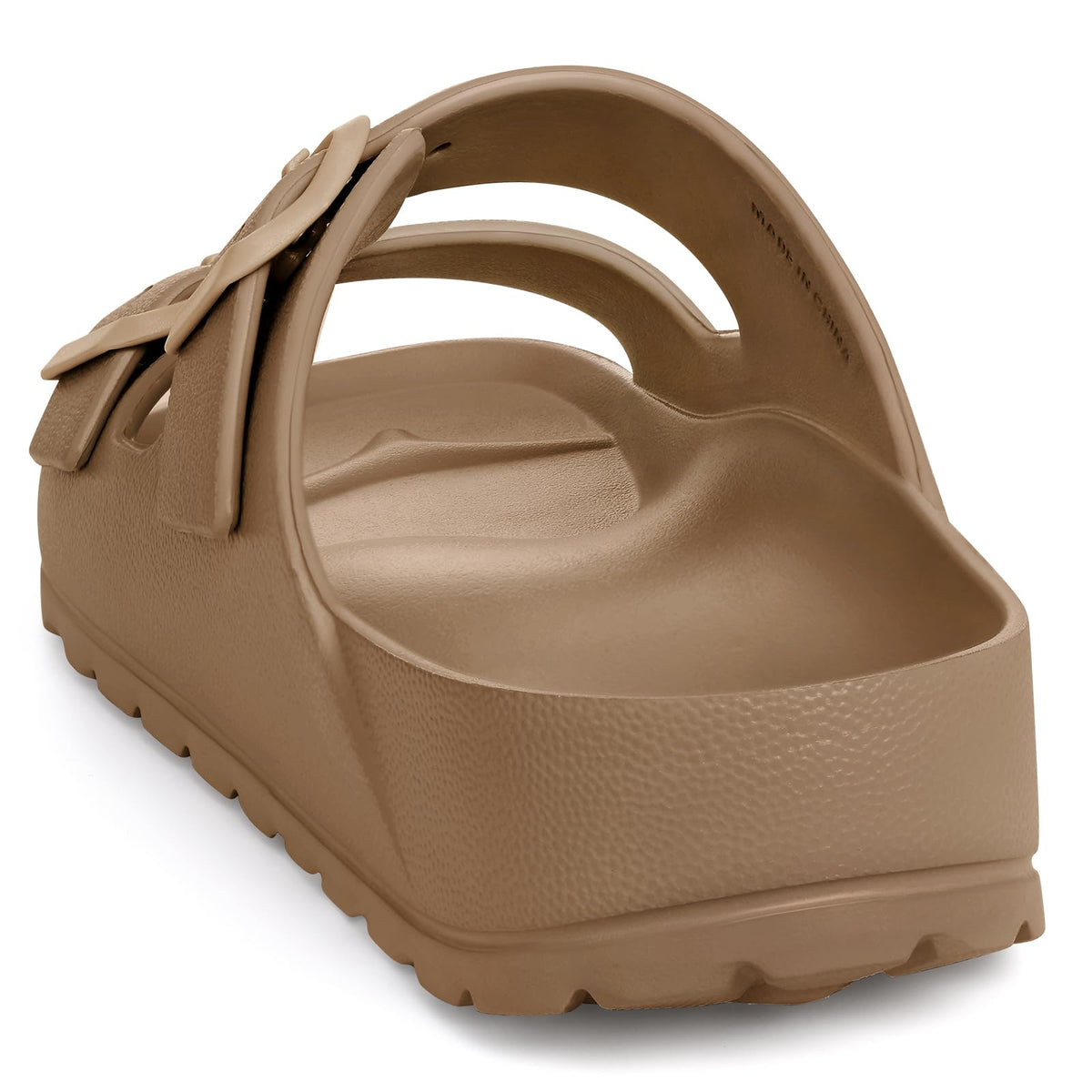 shevalues Women's Comfort Sandals with Medium Arch Support Double Buckle Adjustable EVA Slides for Summer Beach, Brown 38(