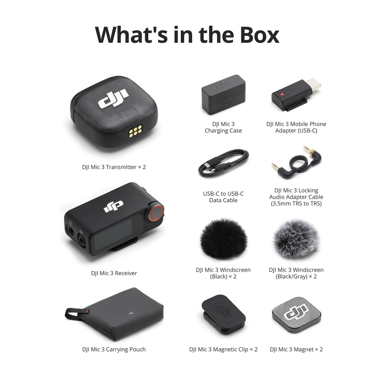 DJI Mic 3 (2 TX + 1 RX + Charging Case), Wireless Microphone for iPhone/Camera/Android, Ultralight, Adaptive Gain Control for Balanced Volume, Dual Band Anti-Interference, 28hrs Use, Vlog