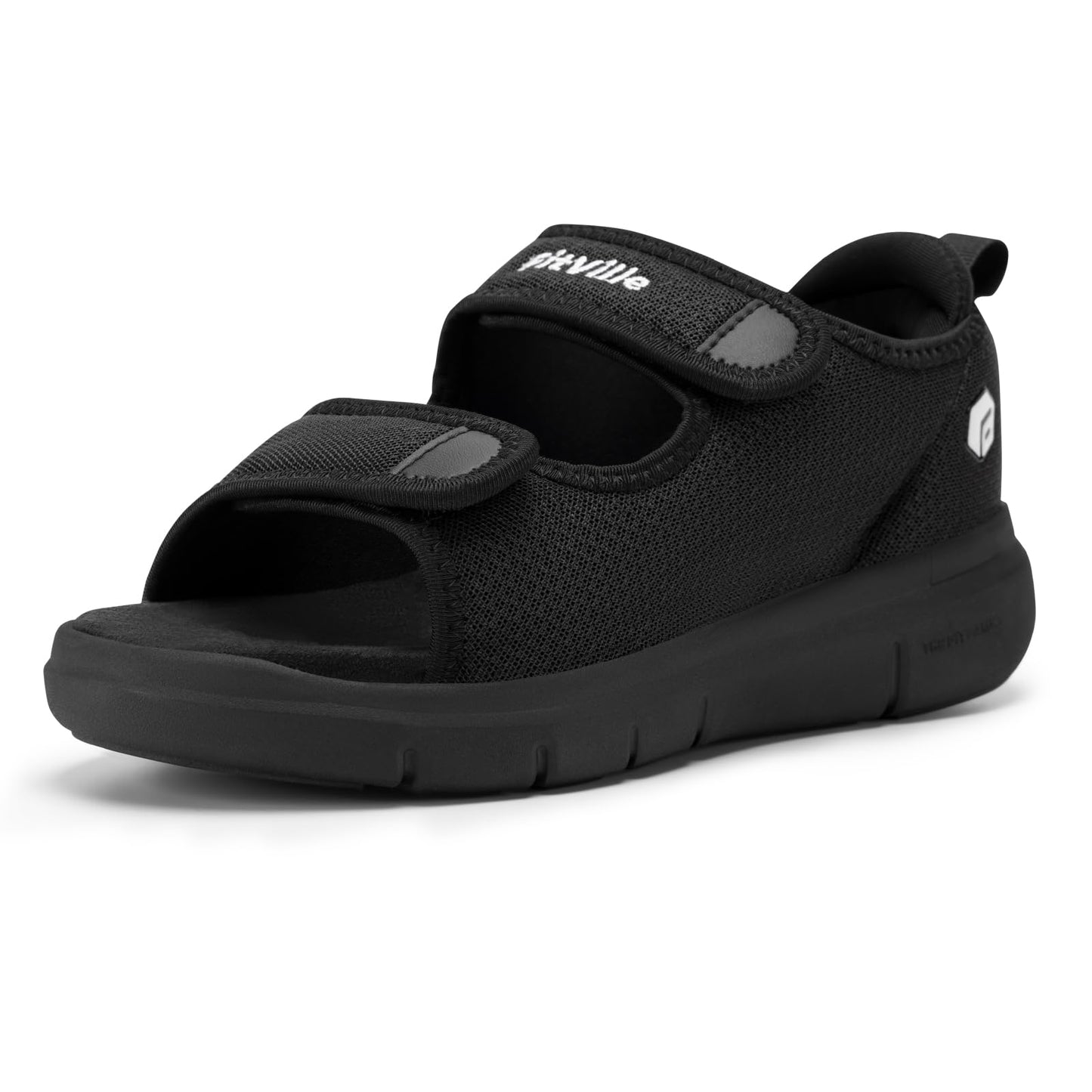 FitVille Sandalias para Diabéticos para Mujer (Negro / Talla 8W)