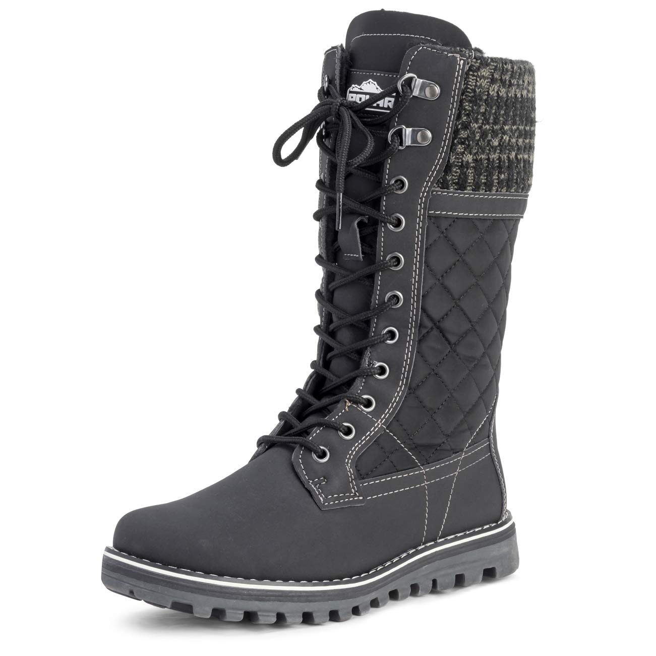 POLAR Womens Winter Thermal Snow Outdoor Warm Mid Calf Waterproof Durable Boot - Black