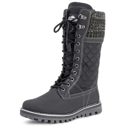 POLAR Womens Winter Thermal Snow Outdoor Warm Mid Calf Waterproof Durable Boot - Black