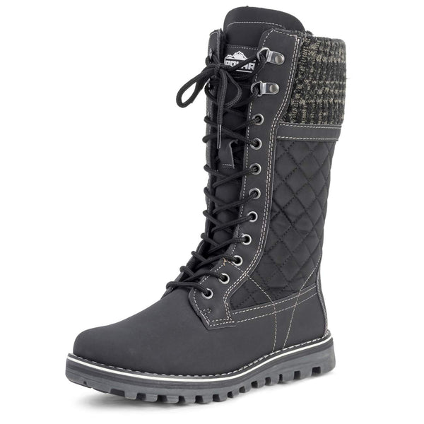 POLAR Womens Winter Thermal Snow Outdoor Warm Mid Calf Waterproof Durable Boot - Black