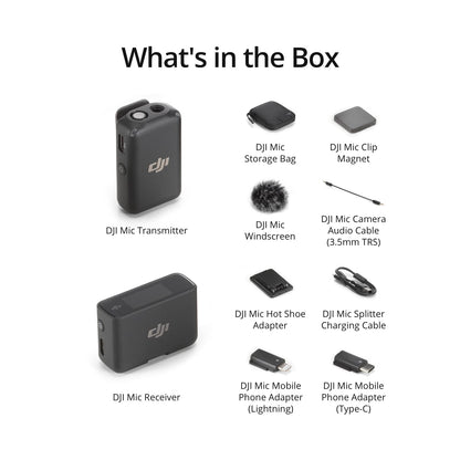 DJI Mic (1 TX + 1 RX), Wireless Lavalier Microphone, 250m (820 ft.) Range, Compact and Ultra-Light, 14-Hour Recording, Wireless Microphones for PC, iPhone, Android, Cameras, Vlogs, Live Stream