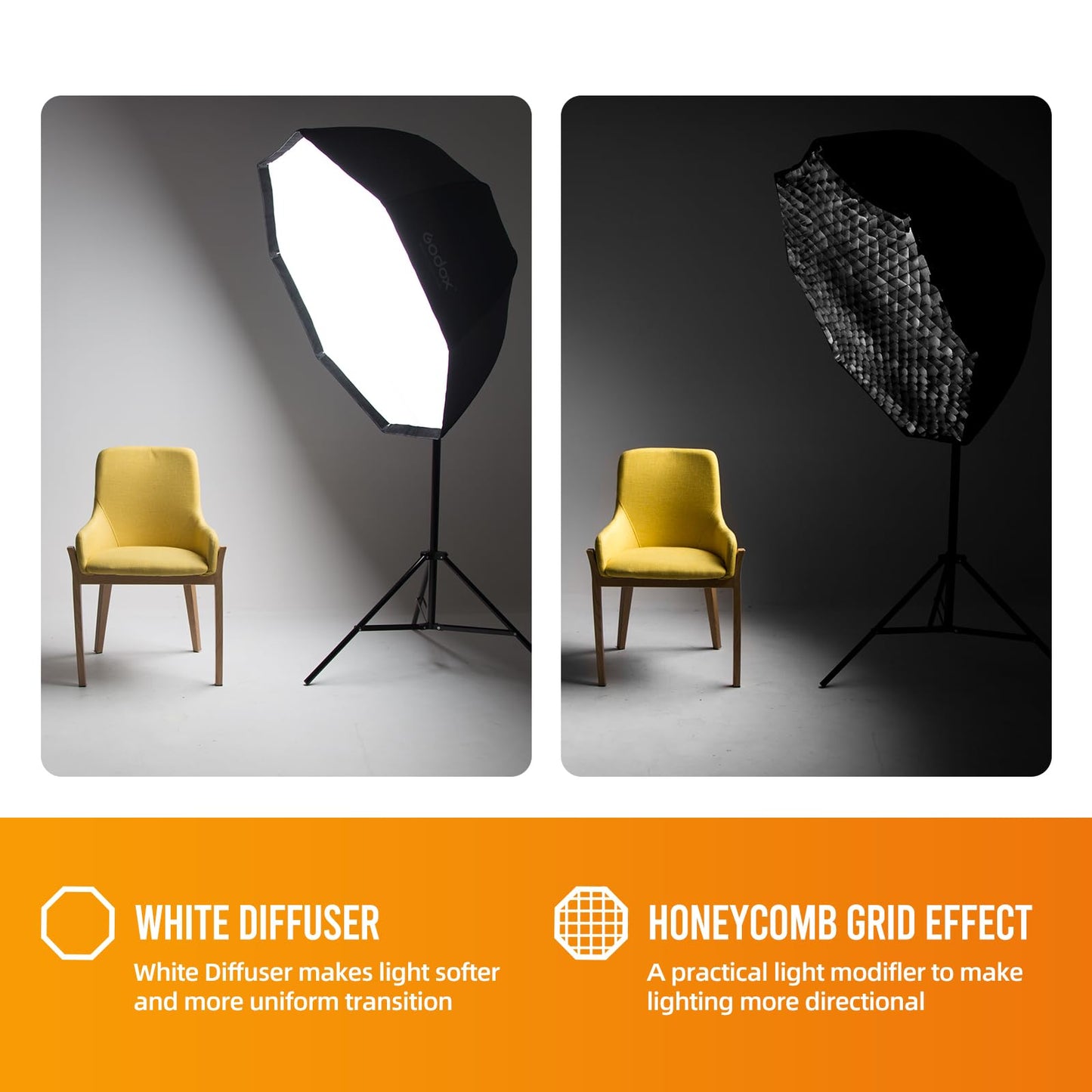 Godox Photo Studio 80cm 31.5in Portable Octagon Umbrella Softbox,190cm Light Stand with Hot Shoe Holder Bracket kit for Flash Speelidte