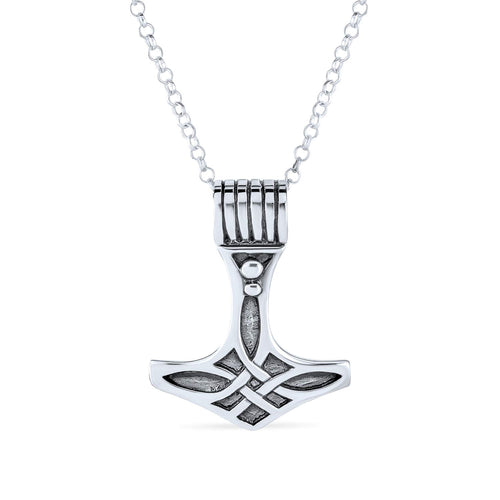Bling Jewelry Collar con Colgante de Martillo de Thor (Plata de Ley .925)