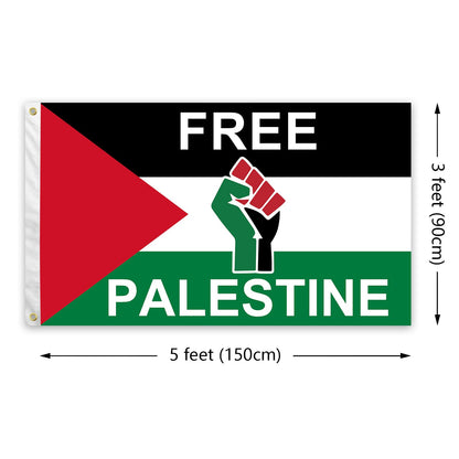 Bandera de Palestina Libre de 3x5 Pies (Colores Vibrantes)