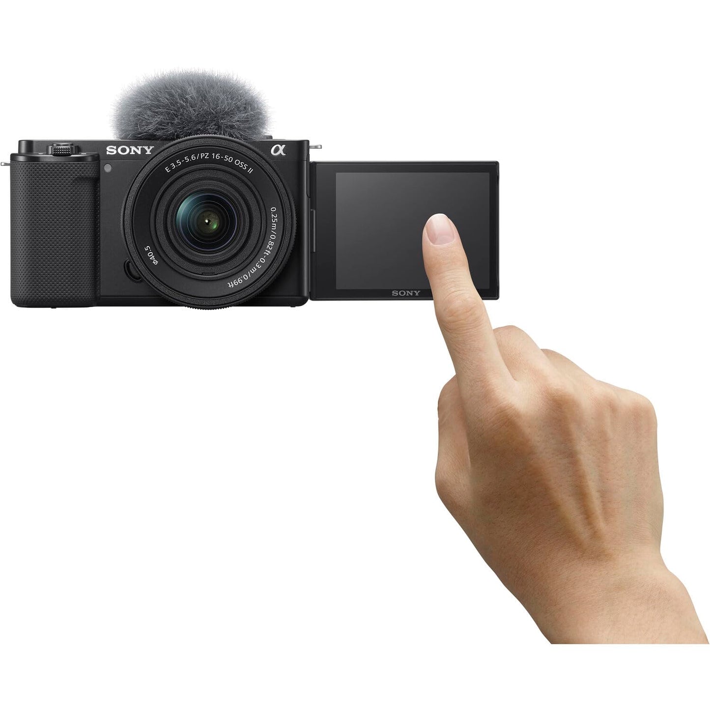 Sony ZV-E10 Mirrorless Camera Kit with 16-50mm II Power Zoom Lens (Black) | APS-C Sensor | Compact Creator Tool + 64GB Card + Bag + Card Reader + HDMI Cable + Flex Tripod + Hand Strap + More