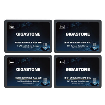 Gigastone 【NAS Certified】 High Endurance SSD 4TB (4-Pack) Up to 530MB/s SLC Caching 24/7 Reliable for Gaming/PC/NAS SSD 5-Year Warranty 2.5" SATA Internal Solid State Drives RAID Disk