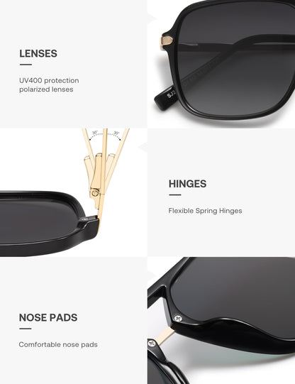 SOJOS Gafas de Sol SJ2229 (Black Grey)