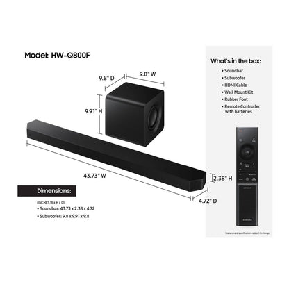 Samsung Barra de Sonido y Subwoofer Serie Q Q800F (5.1.2 Canales)