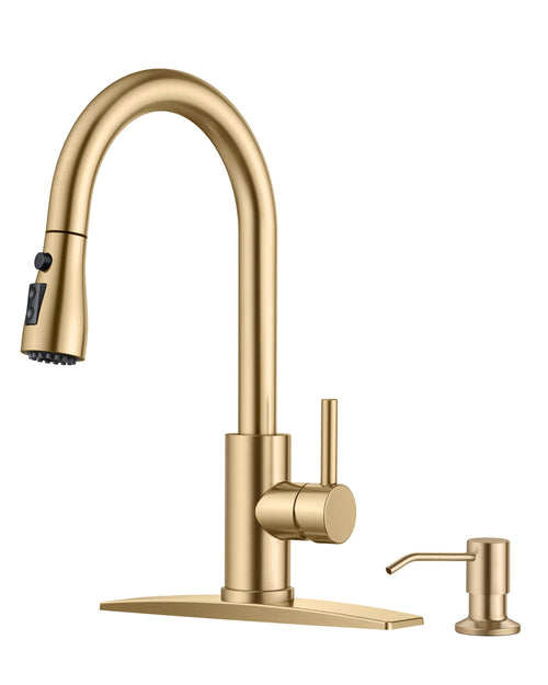 FORIOUS Grifo de Cocina con Dispensador de Jabón (Dorado)