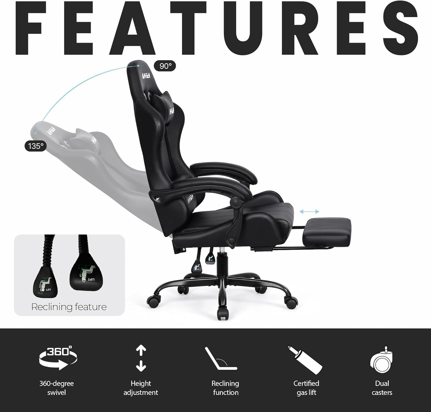N-GEN GAMING Silla de Videojuegos (Carbon Black)