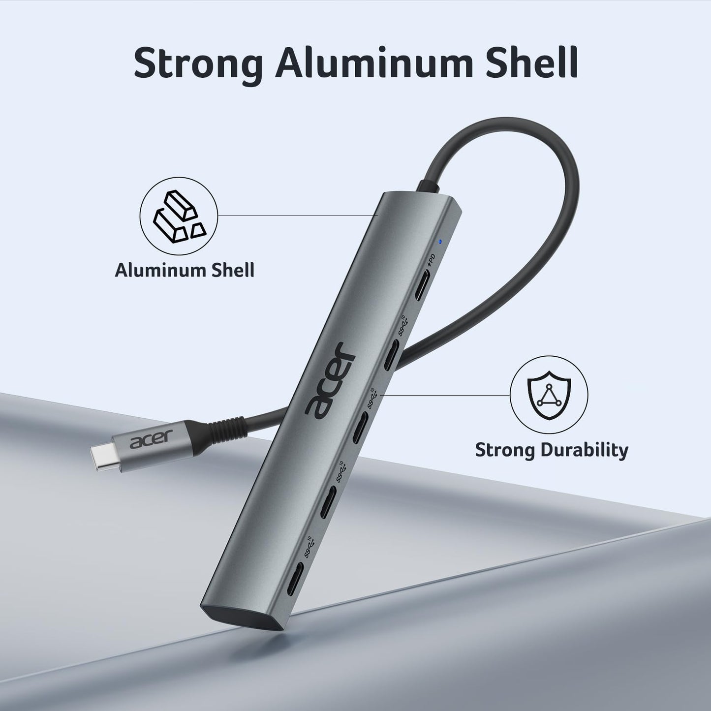 Acer Hub USB C Divisor de 10 Gbps (100W PD)