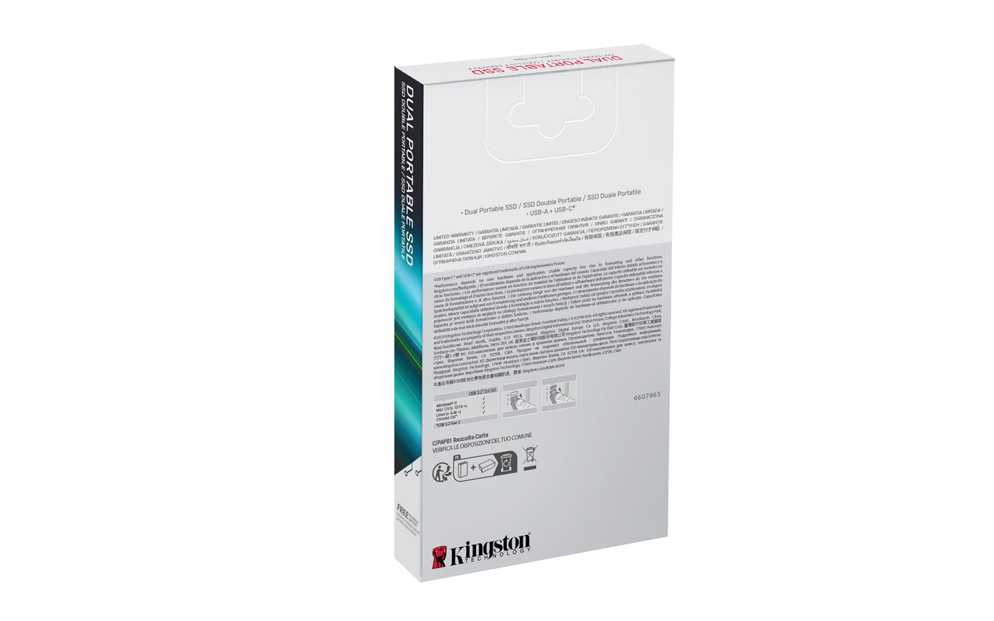 Kingston 1TB Dual USB-A/C Portable SSD | Up to 1050MB/s | USB 3.2 Gen 2 | SPSD/1TB