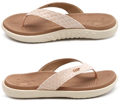 KuaiLu Flip Flops For Women Arch Support Ladies Yoga Mat Walking Cushion Sandals Slip On Indoor Outdoor Slippers Shoes Summer Outfits Beach Vacation Essentials Orthotic Sport Slides, Beige White 7