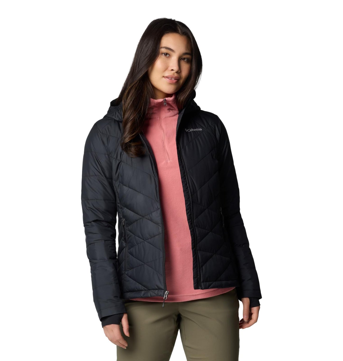 Columbia Chaqueta Acolchada con Capucha para Mujer (Negro / Talla M)