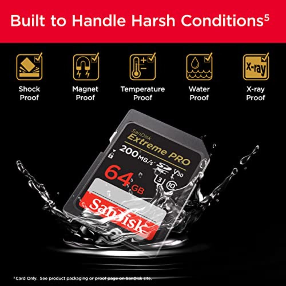 SANDISK 64GB Extreme PRO SDXC UHS-I Memory Card - C10, U3, V30, 4K UHD, SD Card - SDSDXXU-064G-GN4IN