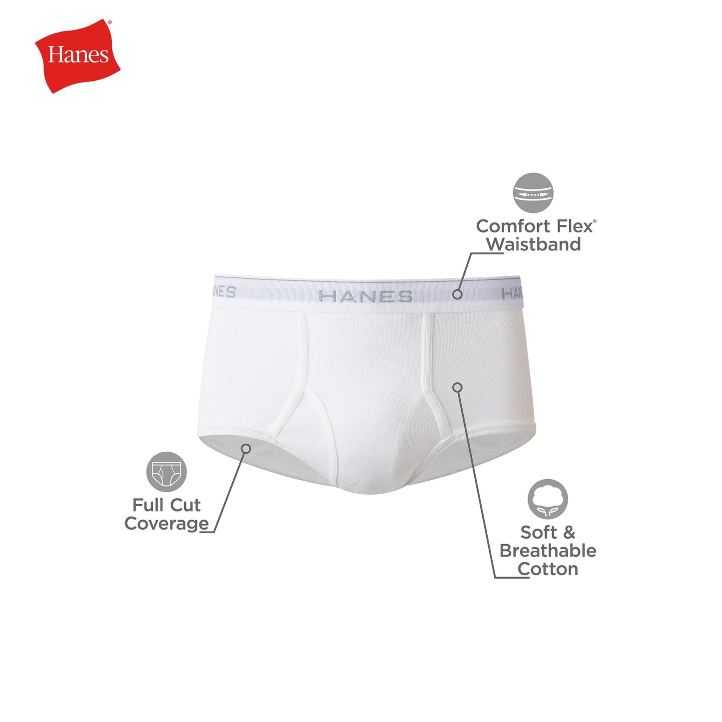 Hanes Calzoncillos de Algodón para Hombre (Paquete de 6 / Blanco)